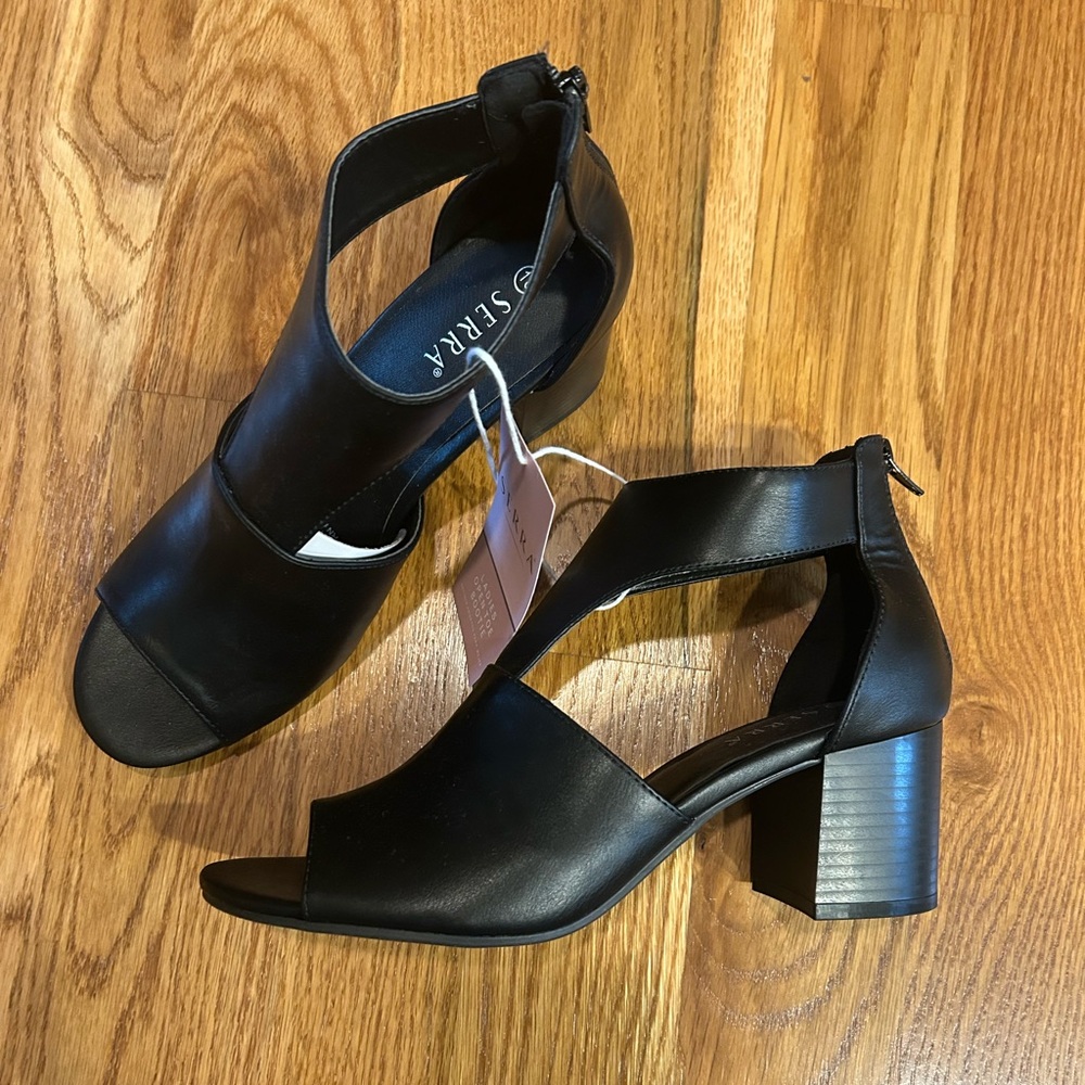 Serra Ladies Open Toe Booties, Black, Size 10